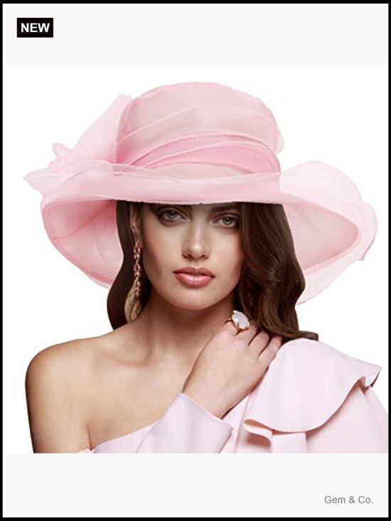 Organza Wide Brim Fascinator Hat - Derby Cocktail Wedding Church Tea Party main image 6